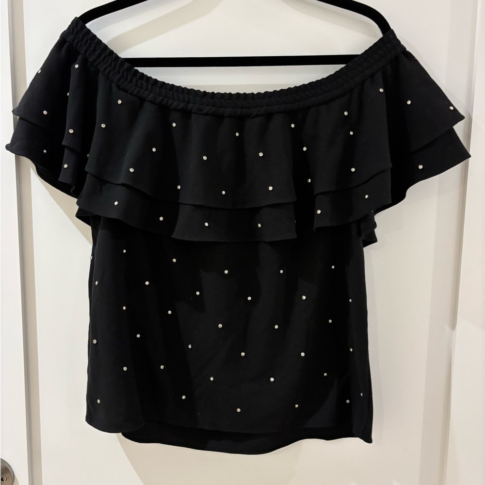 Elegant Black Off-Shoulder Ruffle Top